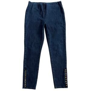 Soft Surroundings Pull On Denim Pants Jeans Jeggings Studded Ankles Size M 2DH85